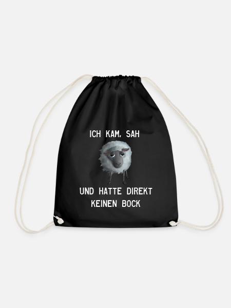 Ich kam, sah und hatte direkt keinen Bock - Schaf - Turnbeutel - Schwarz