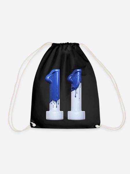 NR. 11 NUMMER 11 BLAU WEIß 11. GEBURTSTAG - Turnbeutel - Schwarz