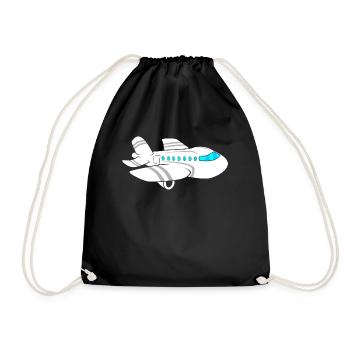 Flugzeug - Turnbeutel - Schwarz - Vorne