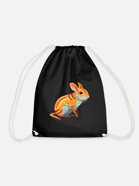 Elefant Spitzmaus Buntes Aquarell Cartoon Kawaii - Turnbeutel - Schwarz
