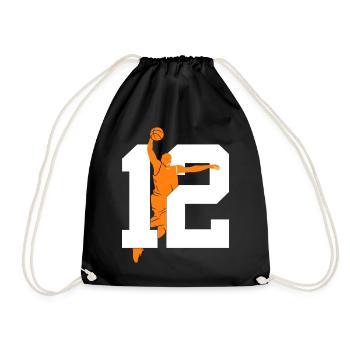NUMMER 12 BASKETBALL 12. GEBURTSTAG - Turnbeutel - Schwarz - Vorne