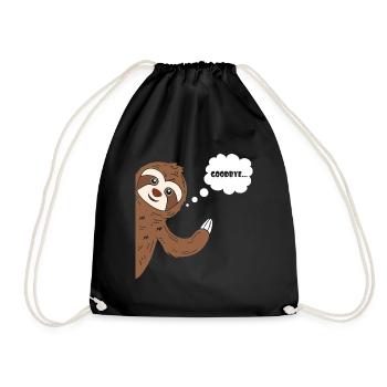 Goodbye Sloth Faultier Winken Tschau Tschüss - Turnbeutel - Schwarz - Vorne