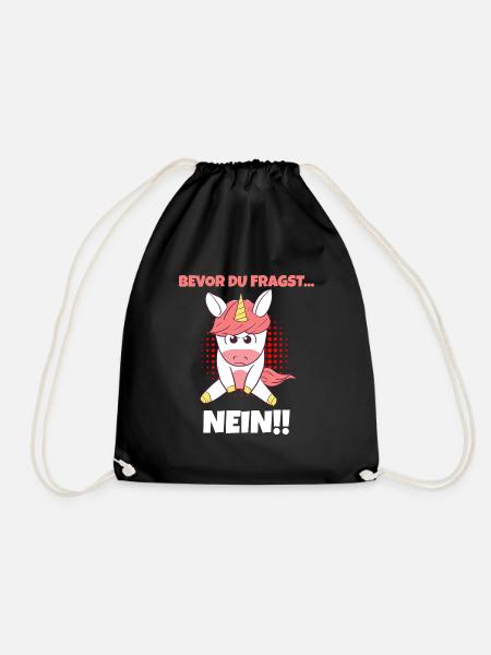 Bevor Du Fragst NEIN Böse Einhorn Mad Unfreundlich - Turnbeutel - Schwarz