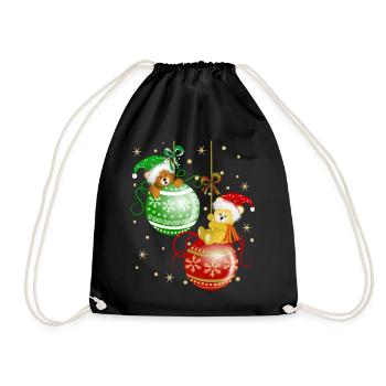 Bärchen auf Weihnachtskugeln Bär Weihnachtsdeko - Turnbeutel - Schwarz - Vorne