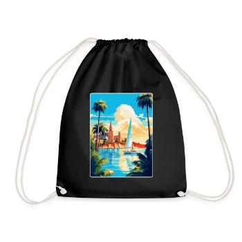 Palma De Mallorca Spain Vintage Travel Poster WPA - Drawstring Bag - black - Front