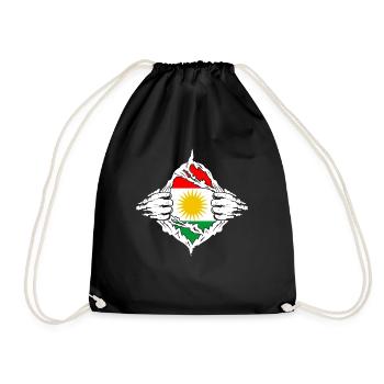 Kurdistan Kurde Flagge - Turnbeutel - Schwarz - Vorne