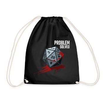 D20 Würfel - Problem solved - Turnbeutel - Schwarz - Vorne