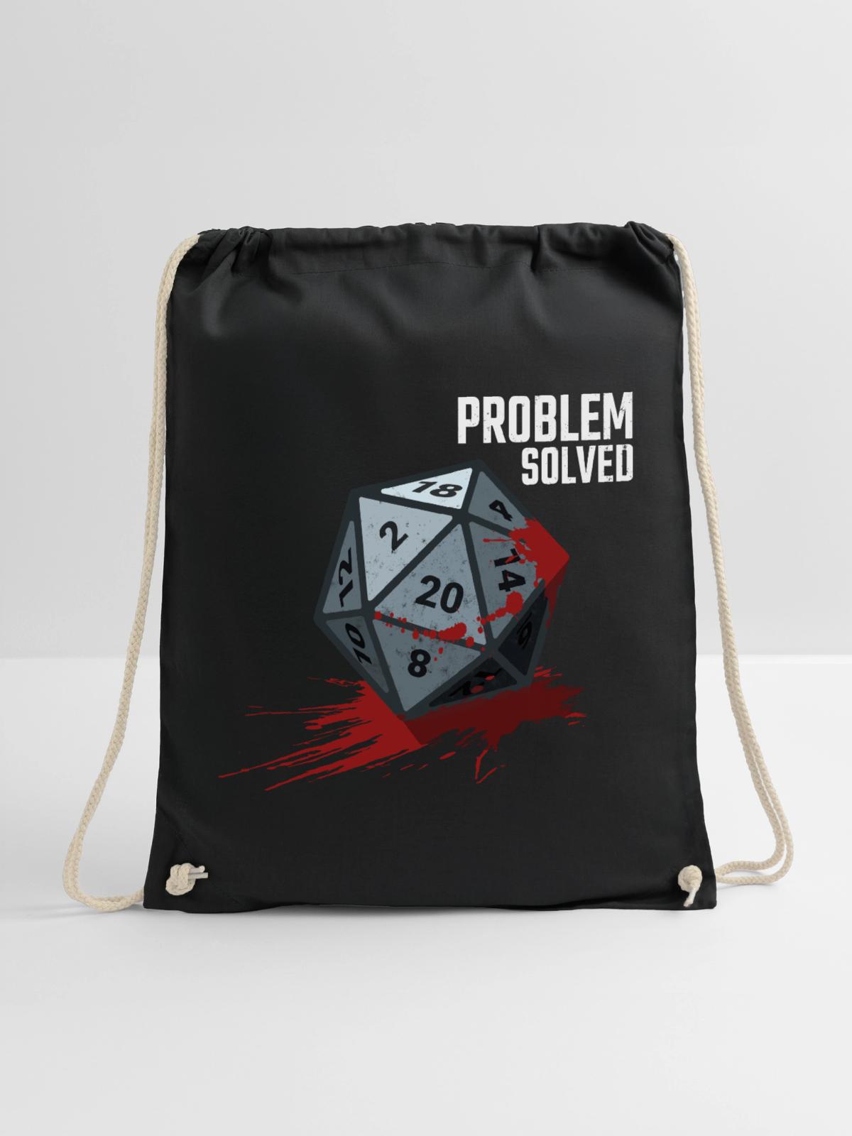 D20 Würfel - Problem solved - Turnbeutel - Schwarz - Vorne