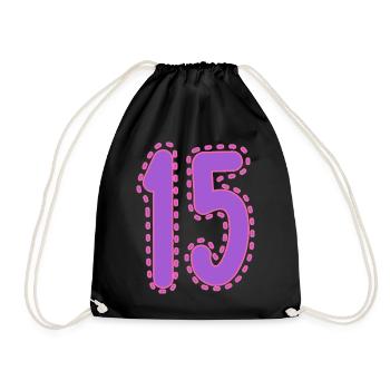 15. 15 YEARS. 15th ANNIVERSARY. 15 YEAR ANNIVERSARY. - Drawstring Bag - black - Front