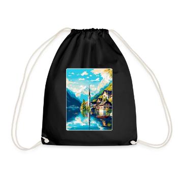 Salzkammergut Austria Vintage Travel Poster WPA - Drawstring Bag - black - Front
