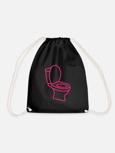 Klo WC Toilette Rosa - Turnbeutel - Schwarz