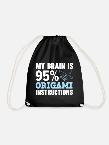 Mein Gehirn besteht zu 95% aus Origami-Anleitungen - Turnbeutel - Schwarz