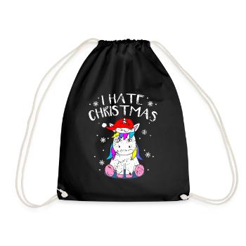 Anti-Christmas Anti-Weihnachten Einhorn Xmas Anti - Turnbeutel - Schwarz - Vorne