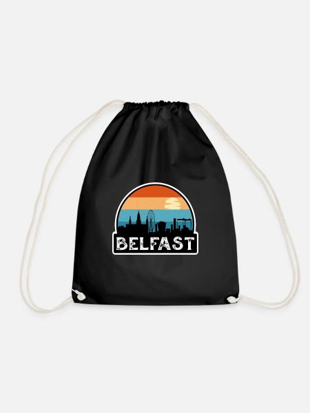 Belfast Nordirland Flagge Skyline Reise Souve - Turnbeutel - Schwarz