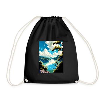 Danube River Europe Vintage Travel Poster Souvenir - Drawstring Bag - black - Front