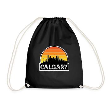 Calgary Kanada Flagge Skyline Reisesouvenir - Turnbeutel - Schwarz - Vorne