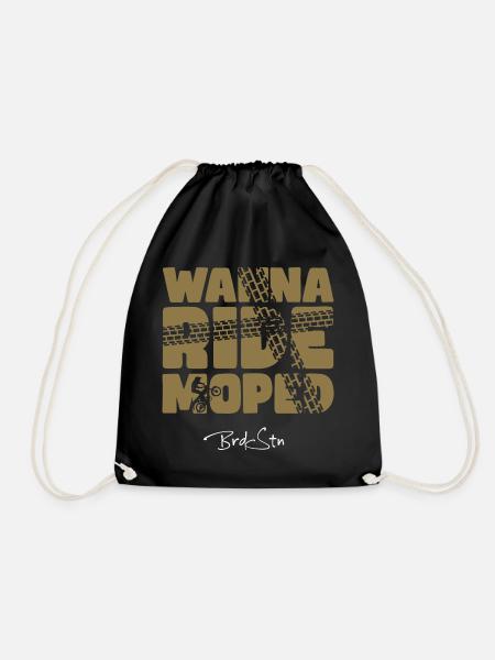 WANNA RIDE MOPED - Zweitakt Simme - Turnbeutel - Schwarz