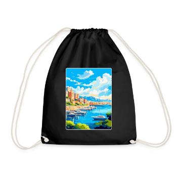 Monaco French Riviera France Vintage Travel Poster - Drawstring Bag - black - Front