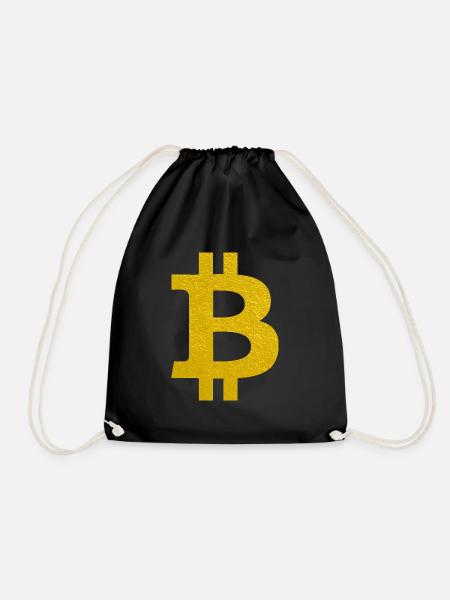 Goldener Bitcoin Symbol Shirt - Turnbeutel - Schwarz