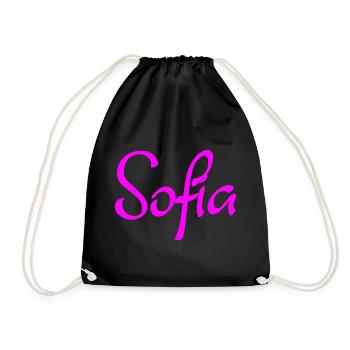 Sofia Neon-Schriftzug - Turnbeutel - Schwarz - Vorne