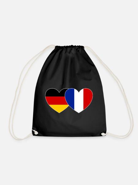 Deutschland Frankreich Flagge Herz - Turnbeutel - Schwarz