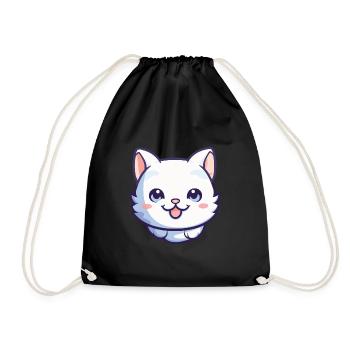 Bambino Katze Cartoon Aquarell Illustration - Turnbeutel - Schwarz - Vorne