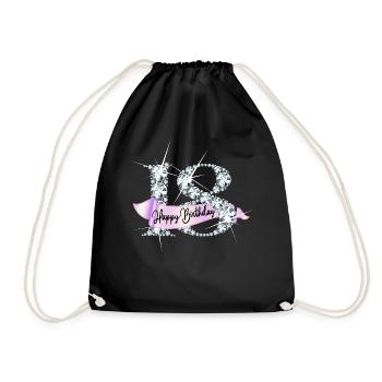 Happy Birthday 18. Geburtstag Geschenk Diamanten - Turnbeutel - Schwarz - Vorne