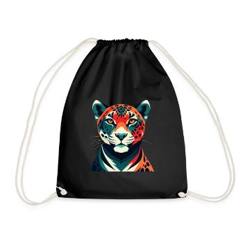 Léopard Dessin animé Personnage Animal de compagnie coloré - Sac de sport léger - noir - Devant