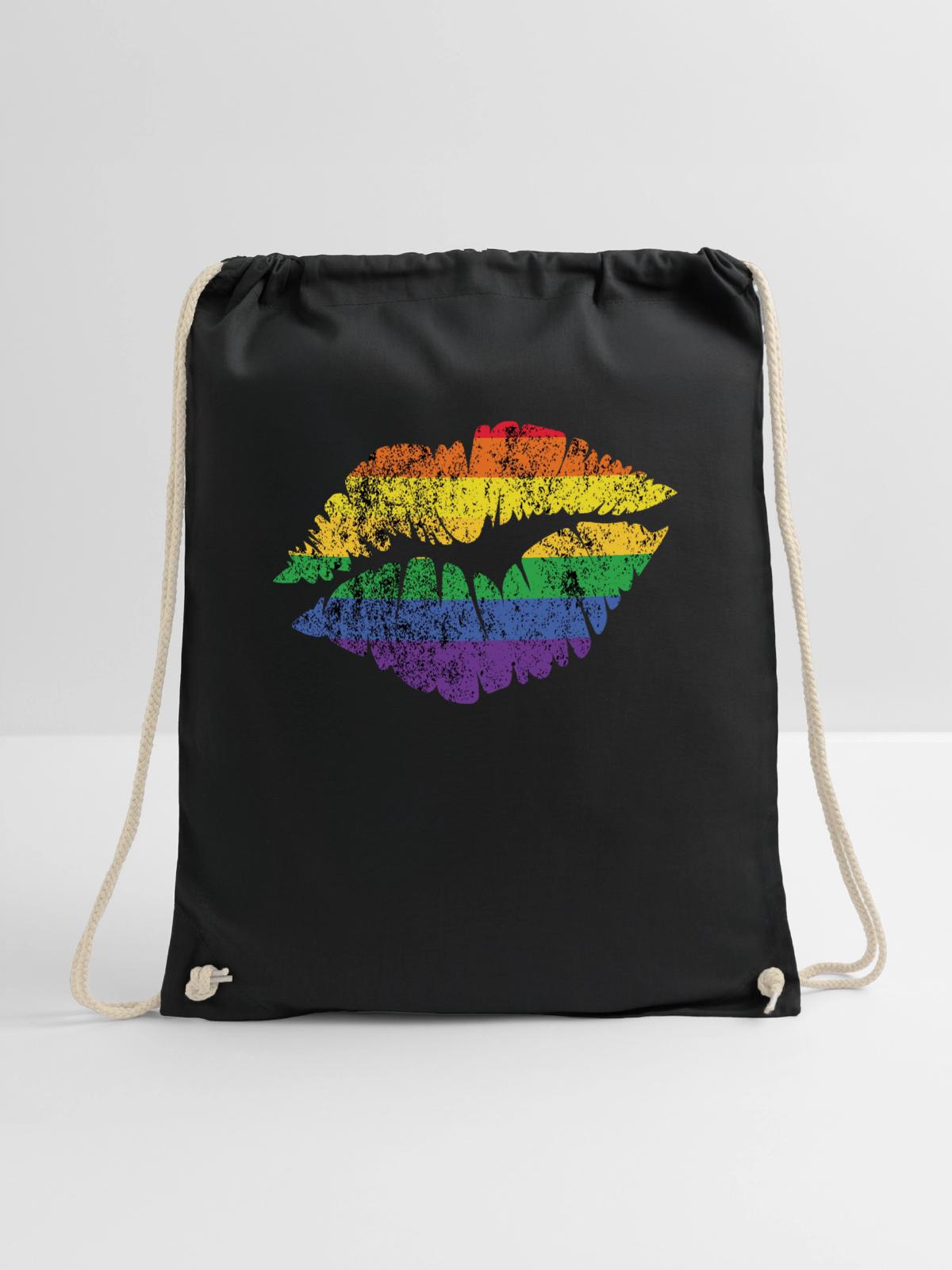 LGBT Rainbow Lips - Turnbeutel - Schwarz - Vorne