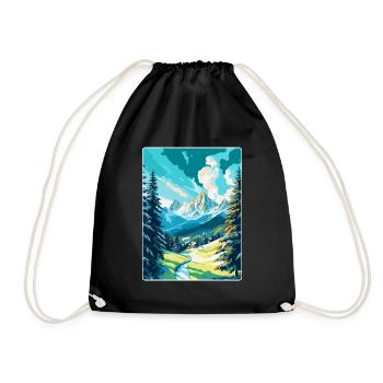St Moritz Switzerland Vintage Travel Poster WPA - Drawstring Bag - black - Front