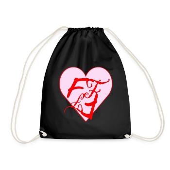 FF Flim Flam Love Heart Flamingo 💖 💘 - Turnbeutel - Schwarz - Vorne