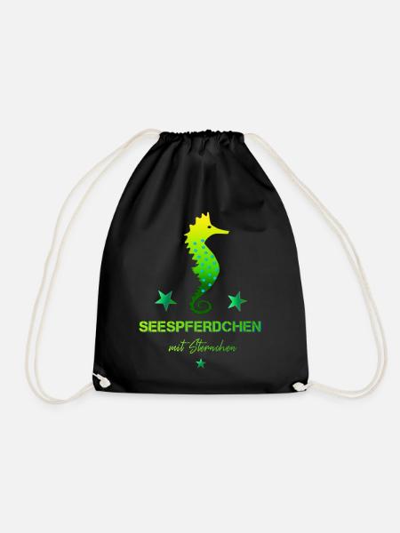 Seepferdchen mit Sternchen Schwimmabzeichen - Turnbeutel - Schwarz