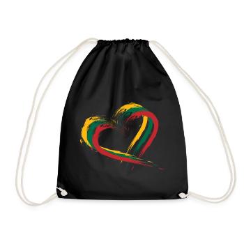 Heart brush flag of Lithuania - Drawstring Bag - black - Front