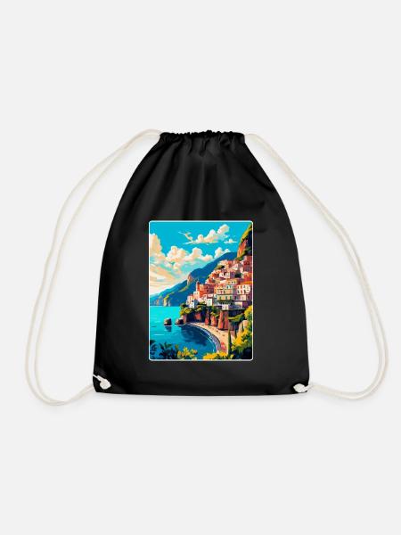 Amalfi Italien Vintage Reiseposter WPA Souvenir - Turnbeutel - Schwarz