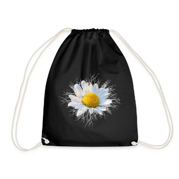 Margerite weiße Blume - Turnbeutel - Schwarz - Vorne