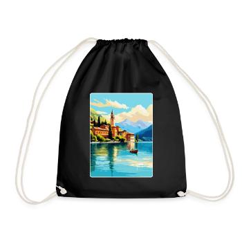 Comer See Italien Vintage Reiseplakat Souvenir WPA - Turnbeutel - Schwarz - Vorne