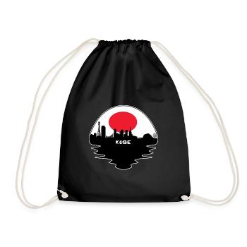 Kobe Japan Flagge Skyline Silhouette Reisen - Turnbeutel - Schwarz - Vorne