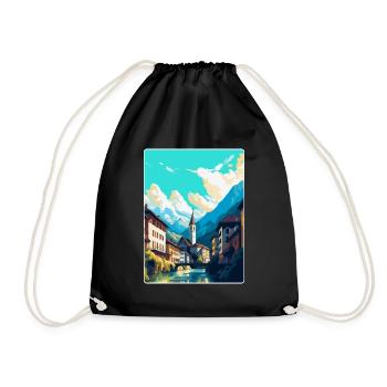 Chur Schweiz Vintage Reiseplakat Souvenir - Turnbeutel - Schwarz - Vorne