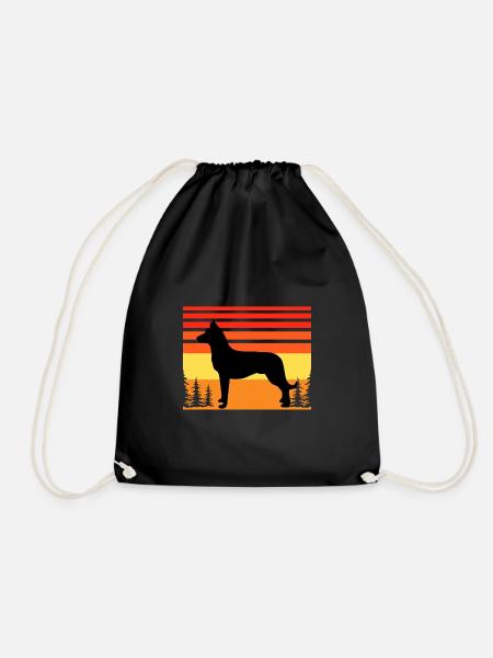 Beauceron Hundeliebhaber Silhouette Vintage Sonnenuntergang - Turnbeutel - Schwarz