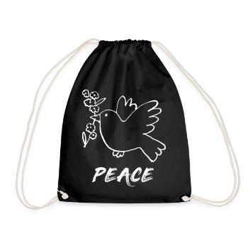 Peace / Peace / Peace Dove - Drawstring Bag - black - Front