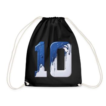 NR. 10 NUMMER 10 BLAU WEIß 10. GEBURTSTAG - Turnbeutel - Schwarz - Vorne