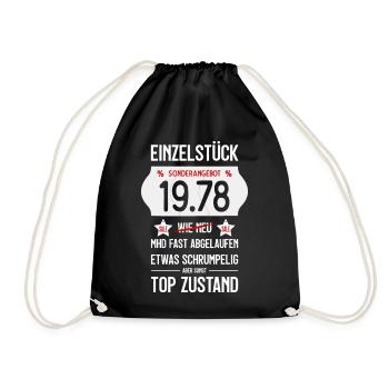 48. GEBURTSTAG 1978 EINZELSTÜCK PREISSCHILD - Turnbeutel - Schwarz - Vorne