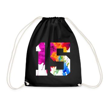 NUMBER 15 YEARS OLD 15TH BIRTHDAY - Drawstring Bag - black - Front