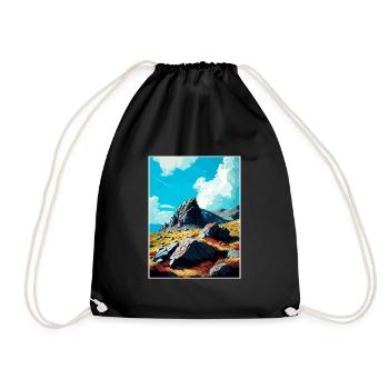 Glyder Fach Welsh Vintage Reiseposter Souvenir - Turnbeutel - Schwarz - Vorne