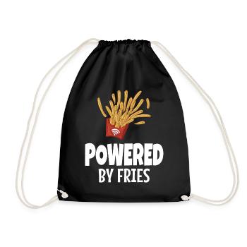 Powered By Pommes Junk Food - Turnbeutel - Schwarz - Vorne