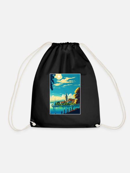 Bodensee Vintage Reiseposter WPA Souvenir - Turnbeutel - Schwarz