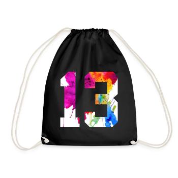 NUMBER 13 YEARS OLD 13TH BIRTHDAY - Drawstring Bag - black - Front