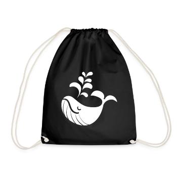 Wal mit Wasserstrahl-Design - Turnbeutel - Schwarz - Vorne