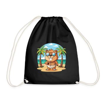 Biber Lustige Cartoon Sommer Strand Sonnenbrille - Turnbeutel - Schwarz - Vorne