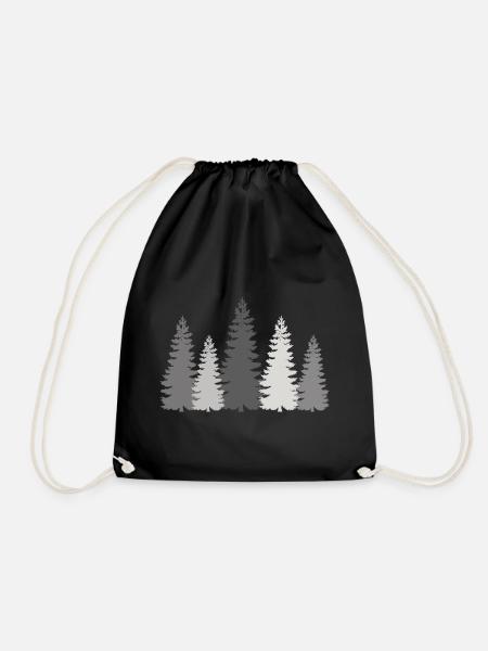 Wandern Wanderer Wald Bäume Tanne Natur outdoor - Turnbeutel - Schwarz